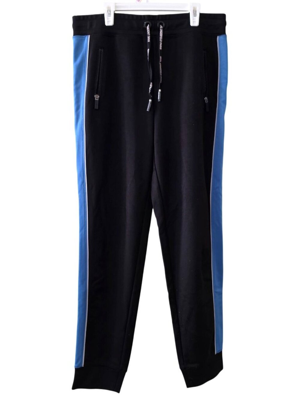 Karl Lagerfeld Paris Side Stripe Track Jogger Pants Men’s S Black Blue